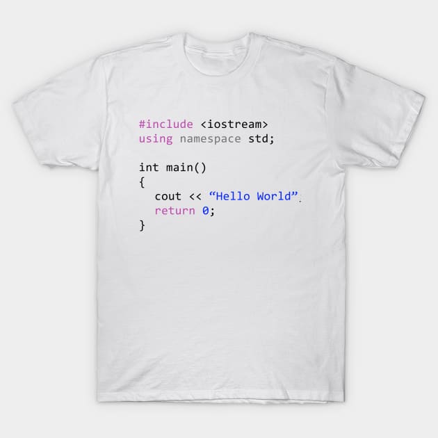 Hello world - First program in Computer science T-Shirt by mangobanana